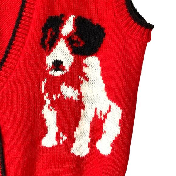 Vicky Vaughn Vintage Red Puppy Dog Sweater Vest size 5 Juniors size small 70s - Picture 2 of 6
